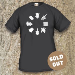Turtles Model 2C Circle 1, Sold Out, Black coloured T-shirt.